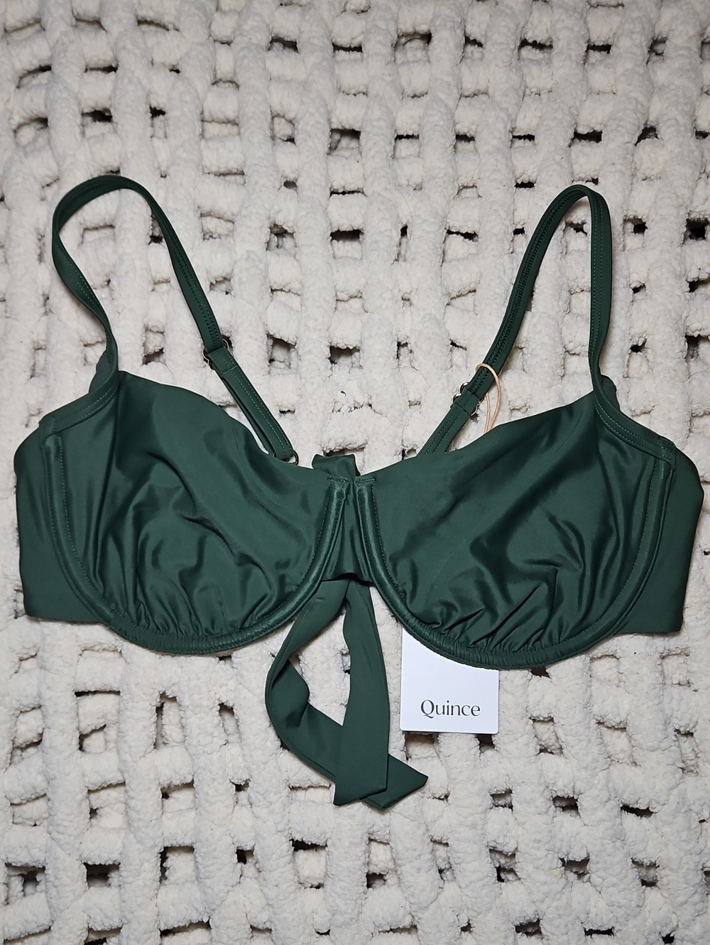 Quince Italian Demi Bikini Swimsuit Top XL New Palm Green Women's